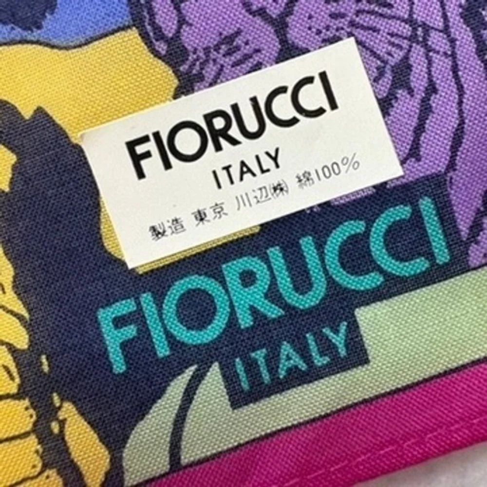 Vtg FIORUCCI Scarf Handkerchief Animal Safari Cotton Multi Color 17.5" - Picture 4 of 6